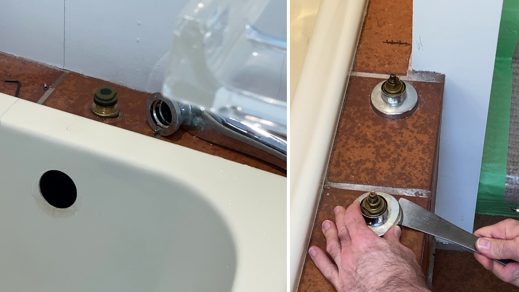 Removal of old bathtub - removing faucet trims